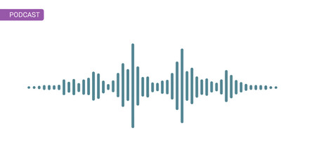 Fototapeta premium Podcast audio sound wave visualization on white background