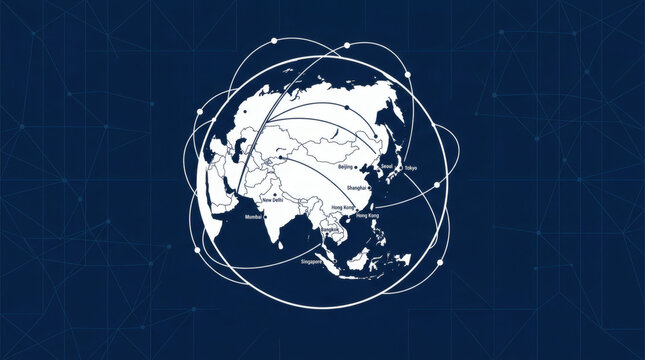 Global connections map of Asia
