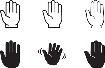 Fototapeta premium Open hand and palm stop gesture silhouette icon vector, downloadable EPS graphic.