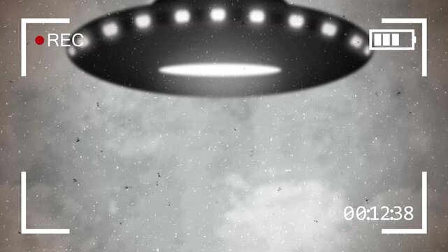 found footage recording of a ufo with a grey alien approaching the camera