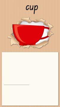 Educational Animation for Letter C with Red Cup and Handwriting Practice