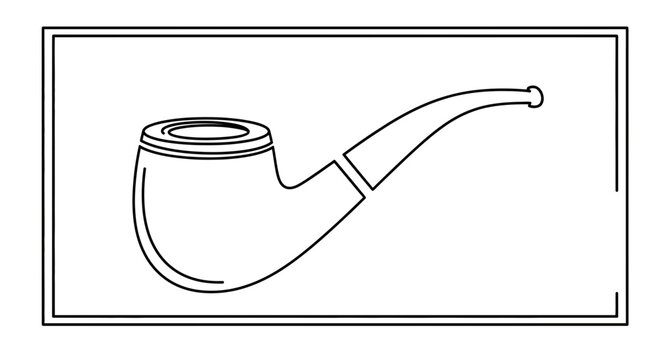 Classic Tobacco Pipe Outline Drawing, Vintage Smoking Accessory Icon
