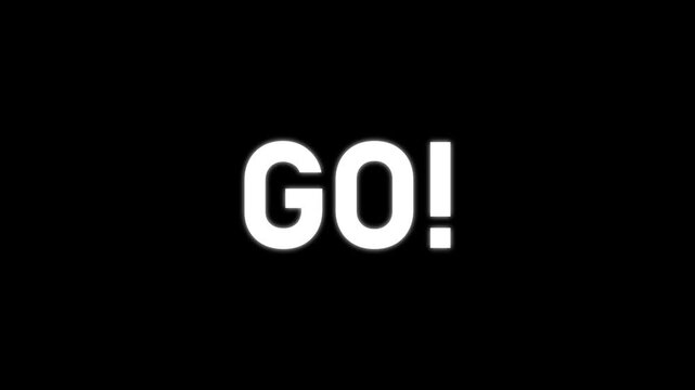 Three second countdown timer and go! text animation . 