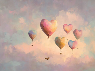 Obraz premium heart shaped balloons
