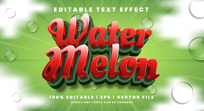 water melon vector text effect with modern style design