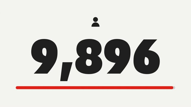 Subscriber Count Reaching Ten Thousand with Charcoal Mega Digit and Red Progress Bar on White Editorial 4K