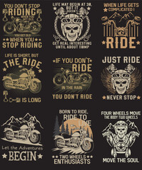Fototapeta premium Bundle of vintage motorcycle biker T shirt design 