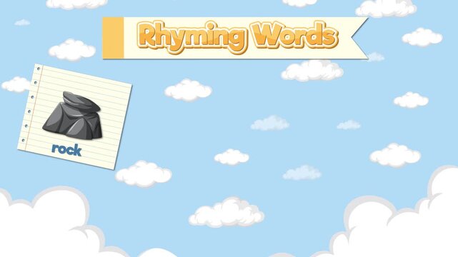 Educational Rhyming Words Animation with Rock Sock Clock and Block