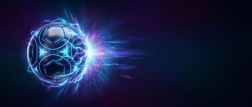 Glowing electric soccer ball with plasma energy and shockwaves
