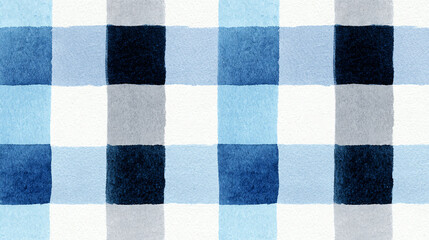 Fototapeta premium Blue Gingham Watercolor Pattern