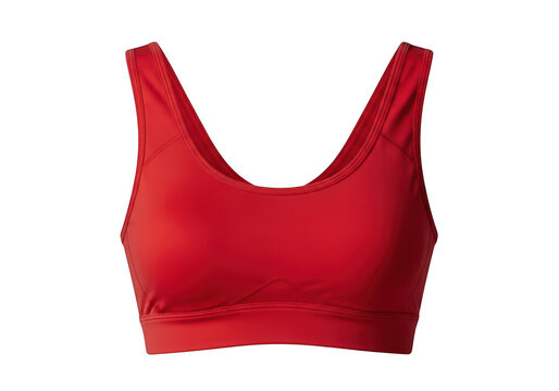 Red lace bralette with thin straps isolated on transparent background