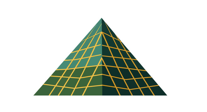Geometric Wireframe Pyramid Structure Digital Rendering.