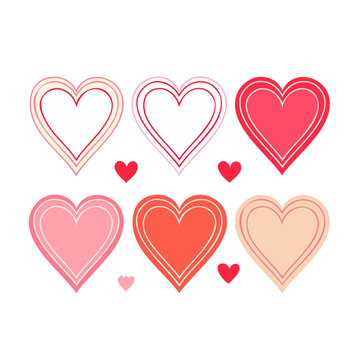 Collection of heart shapes in various pastel colors