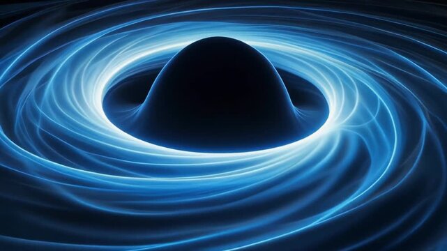 Abstract Blue Vortex Cosmic Black Hole 4K Generative AI