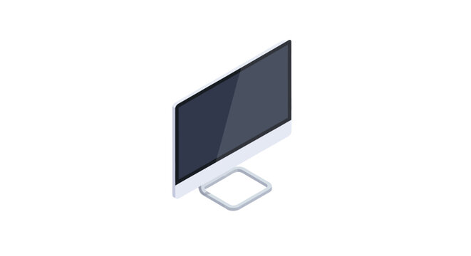 Modern slim desktop computer monitor isometric design view.