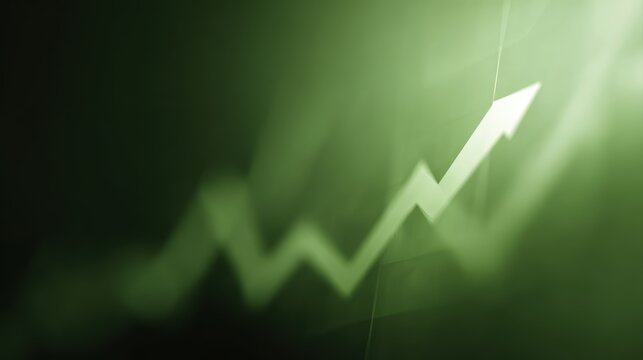 green arrow rising on financial graph business growth data visualization concept
