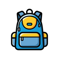 Fototapeta premium A colorful cartoon style backpack illustration on a white background.