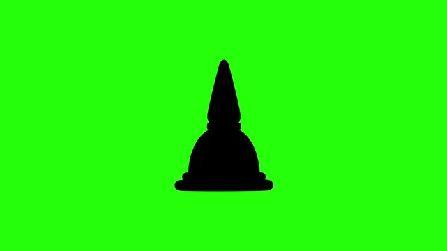 Clean 4K horizontal video showing a traditional sacred buddhist pagoda temple spire tower architecture silhouette bouncing. High quality historic asset.