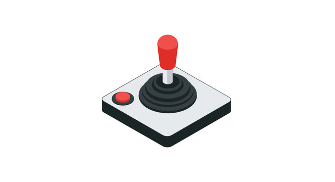 Retro video game controller with red buttons isolated.