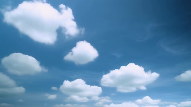 Bright Blue Sky with White Fluffy Clouds 4K Generative AI
