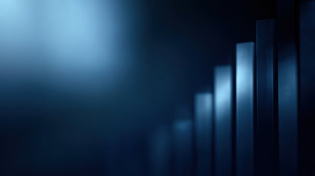 abstract financial graph with uptrend line and bar chart blue background