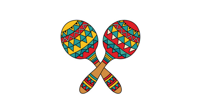 Pair of colorful Mexican maracas decorated with traditional geometric patterns for musical and cultural celebrations.