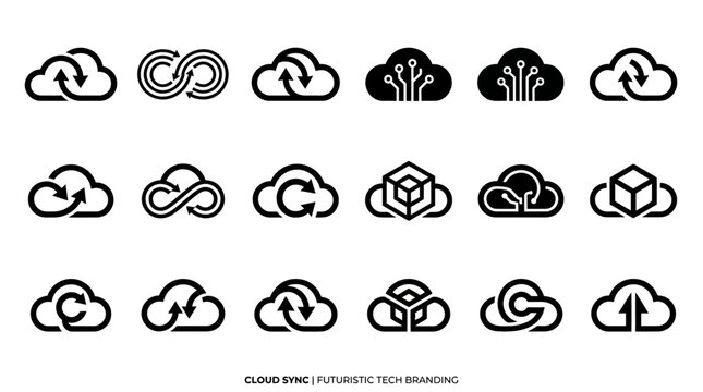 Cloud Computing Technology Icons Set.