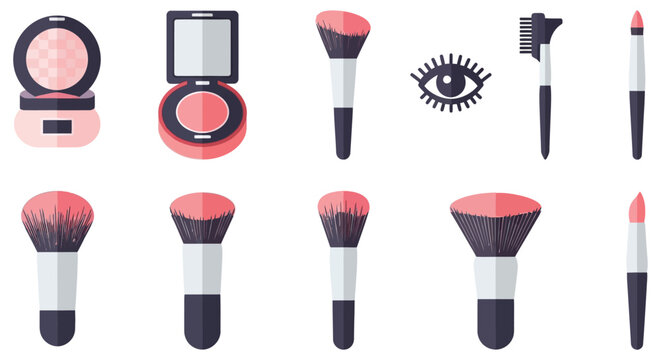 Makeup Tools And Cosmetics Vector Illustration With Pink And Black Accents