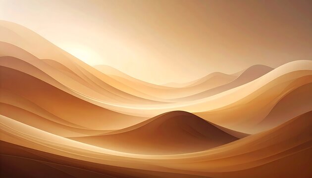 An abstract landscape design featuring undulating lines and curves that emulate layers of sand dunes in shades of gold and brown