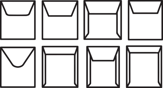 set of Various envelope flap designs and styles illustration