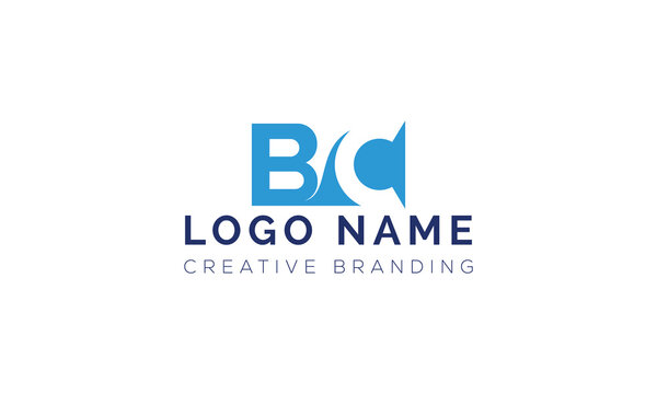 Modern blue bc monogram letter logo graphic design with monogram, alphabet