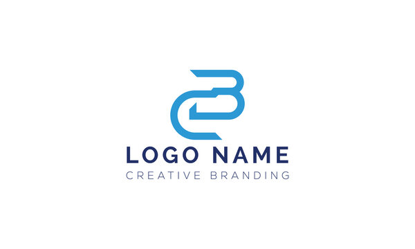 Creative stylized blue letter bc logo symbol with monogram alphabet corporate