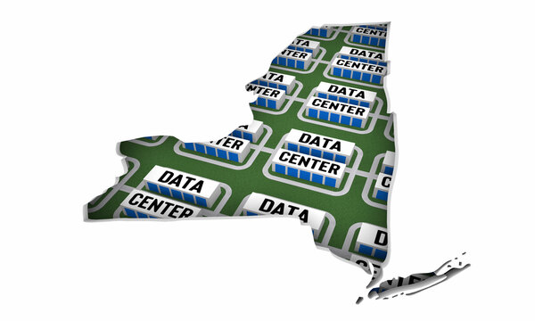 New York NY Map Data Centers Building Development State Law Ban Regulation 3d Illustration