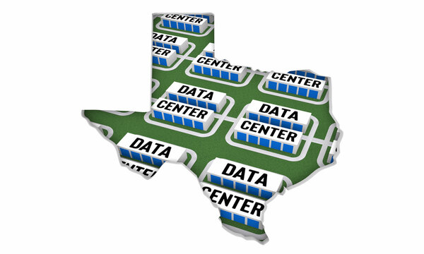 Texas TX Map Data Centers Building Development State Law Ban Regulation 3d Illustration