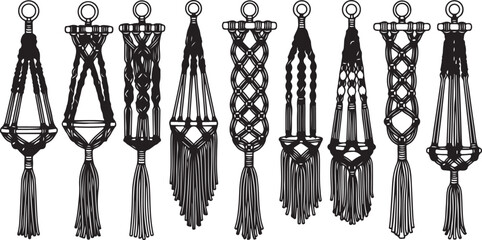 Fototapeta premium set of Traditional macramé wall hangings with various intricate patterns