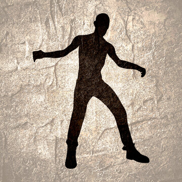 Cartoon zombie monster silhouette. Spooky and scary character.