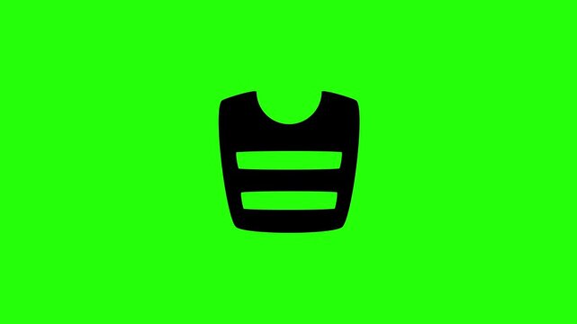 Beautiful 4K motion asset containing a reflective neon worker safety vest outfit silhouette bouncing. Clean uniform utility graphic.