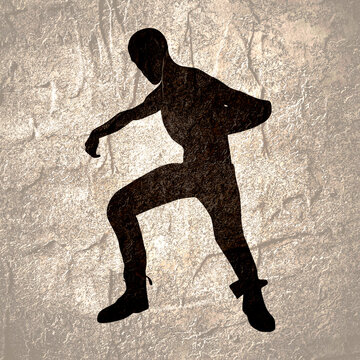 Cartoon zombie monster silhouette. Spooky and scary character.