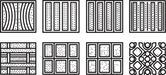 Fototapeta premium set of Traditional geometric pattern designs in black and white