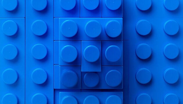 Blue Lego bricks stacked in a square shape on a white background