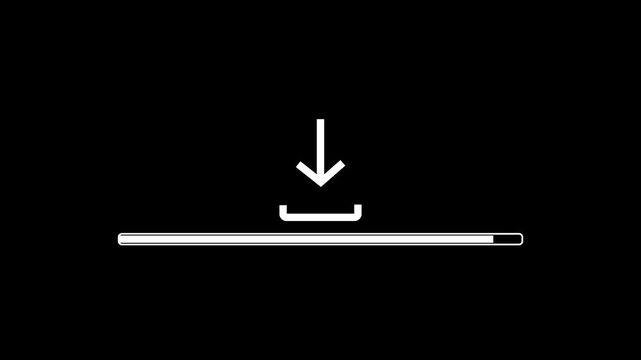 Download icon loading progress circle animation. Download progress icon showing horizontal loading.