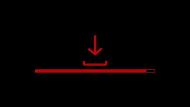 Download icon loading progress circle animation. Download progress icon showing horizontal loading.