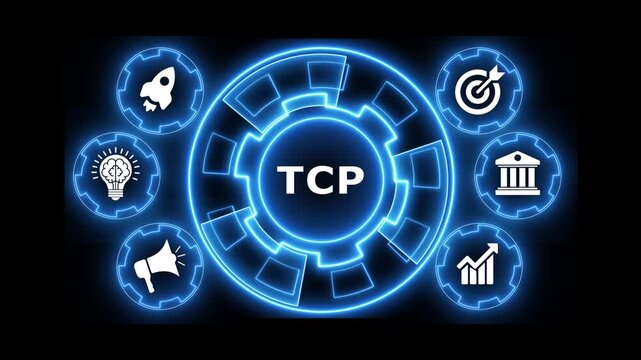 Tcp transmission control protocol business internet technology concept motion graphic.