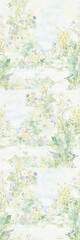 Fototapeta premium Soft Watercolor Floral and Landscape Seamless Pattern Collection