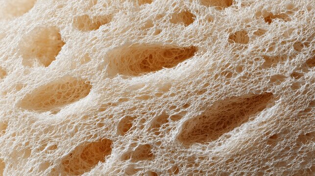Close-up of Beige Porous Texture with Holes and Bubbles in Industrial Material or Food