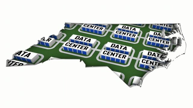 North Carolina NC Map Data Centers Building Development State Law Ban Regulation 3d Animation