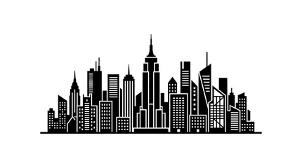 Obraz premium Black and white city skyline silhouette.