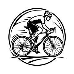 Naklejka premium Man Riding a Racing Bicycle Fast.