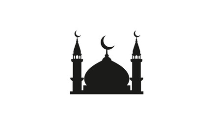Mosque silhouette stands as a traditional cultural symbol representing religious architecture. © yanto