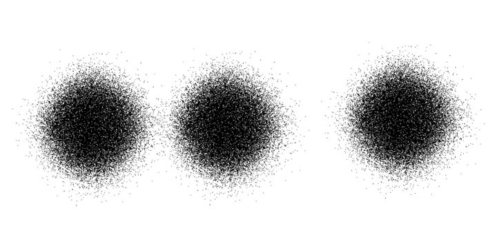 Halftone Gradient Round Circles Pattern Vector Design Elements with Noise Grains from Dark to Light isolated on transparent background